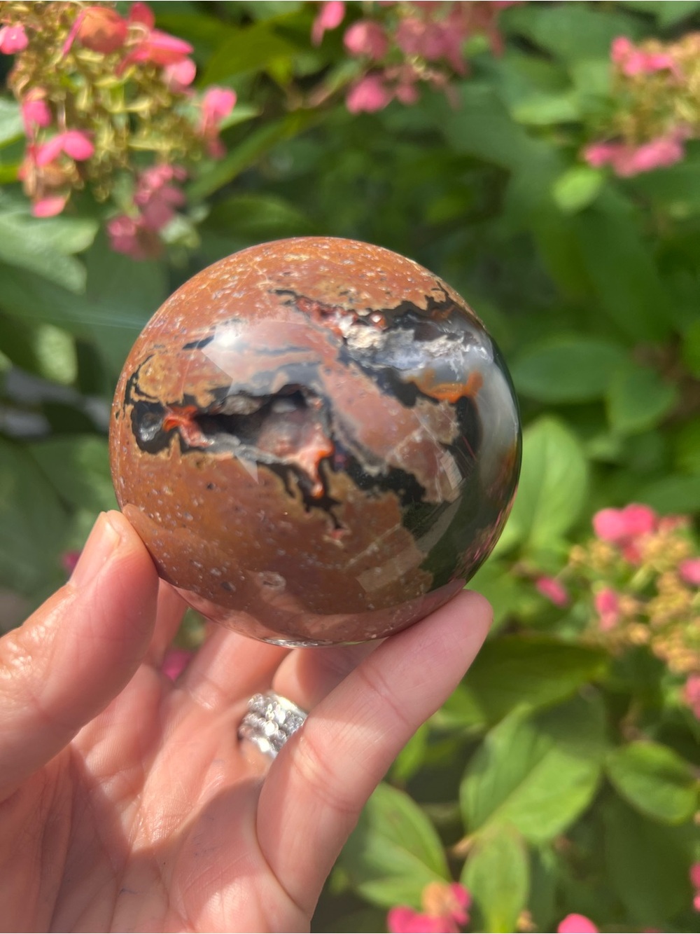 Red (4) fox crater agate sphere | crystal